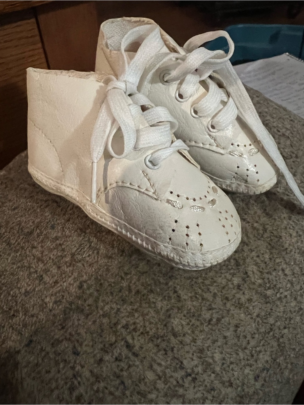 Vintage White Lace-Up Baby Walker Shoes